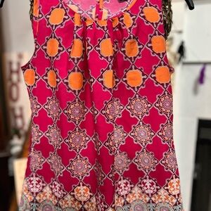 Banana Republic Pink and Orange Patterned Blouse